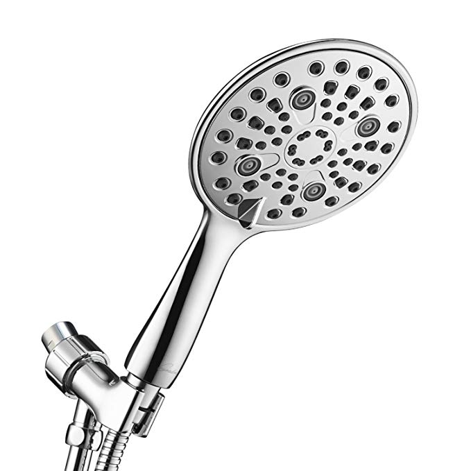 Couradric High Pressure Handheld Shower Head, Luxury 6 Settings Shower Head with Massage and Mist Spray, 70'' Extra Long Stainless Steel Hose, Adjustable Bracket Mount and Teflon Tape, Chrome, 6''